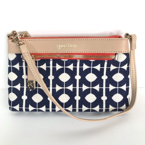 Spartina 449 Hilton Head Lillie Duo Clutch Wristlet Shoulder Bag Linen Leather